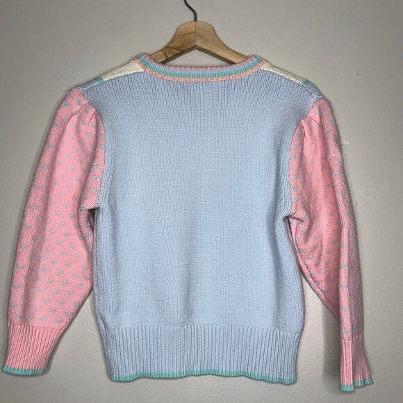 Loveshackfancy Emani Crewneck Sweater Fairy Forest Pink/Blue Size Small - Picture 7 of 8